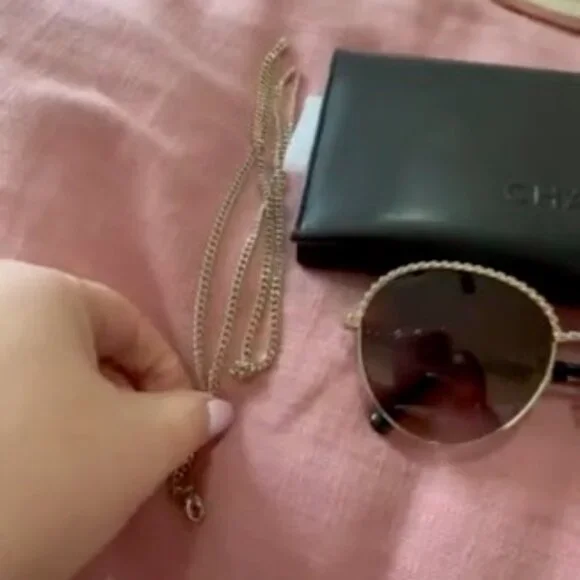 Chanel - Gold/Brown 4242 Oval Sunglasses - Picture 3 of 3